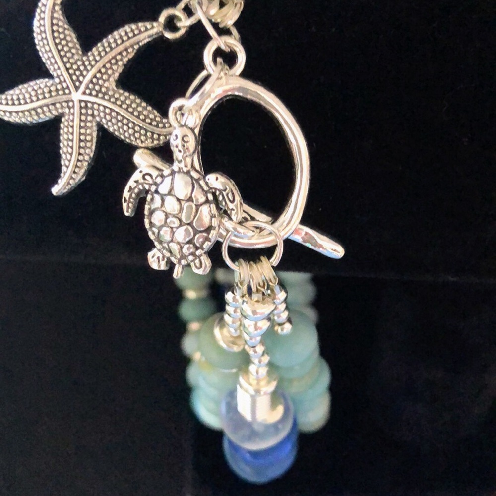 Silver and Blue Ocean Charm Bracelet
